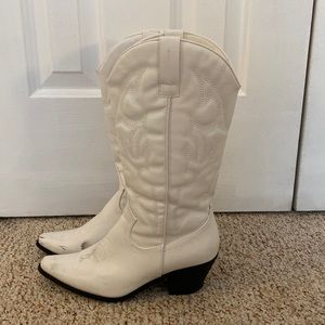 Princess Polly Therapy Clayton White Cowboy Boots